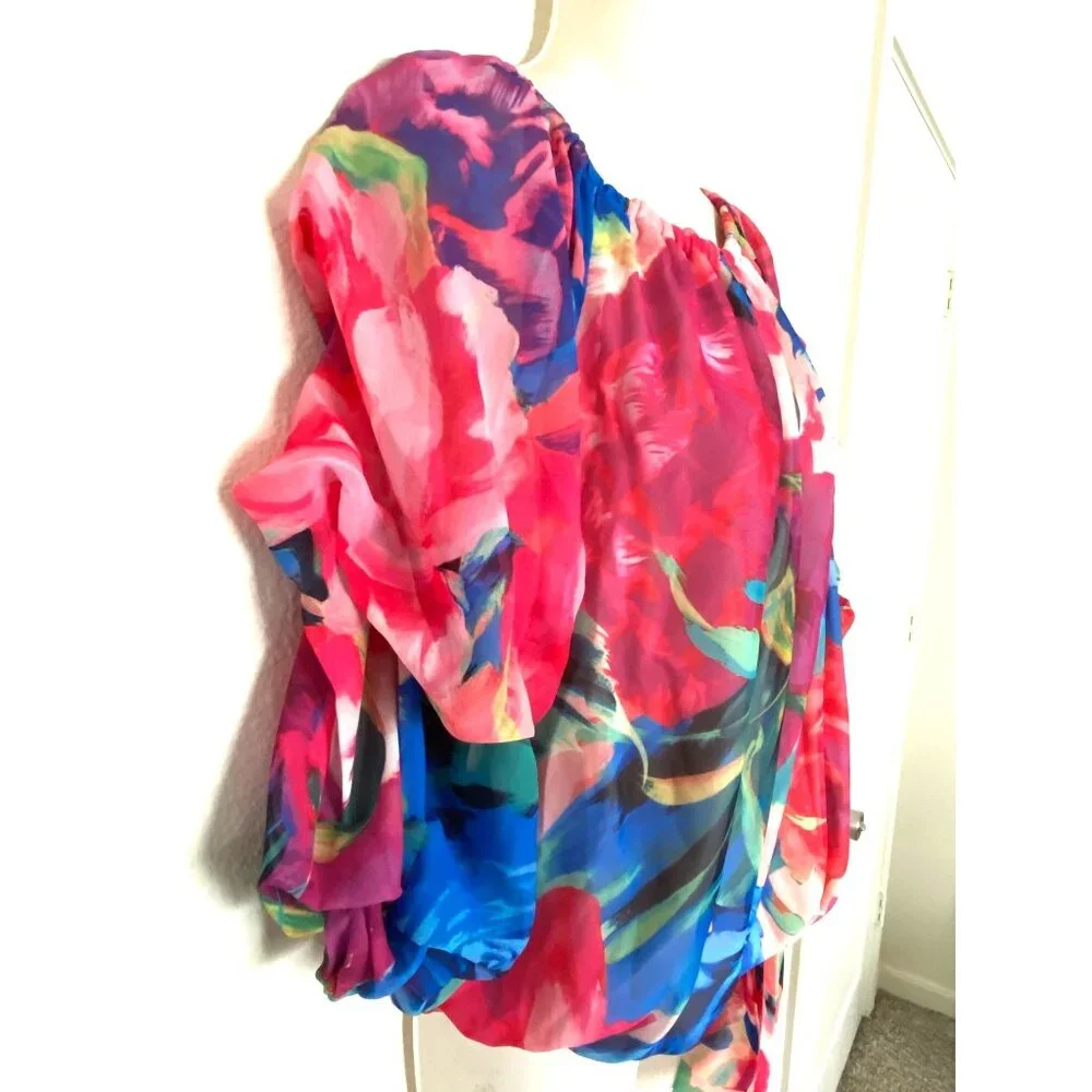 NEW Prelude Womens Floral Blouse 3/4 Sleeve Scoop Neck Pullover Top S - Picture 5 of 12